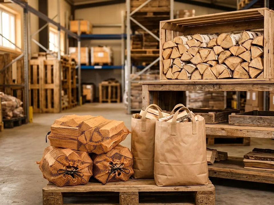 Ракурс 2: Берёзовые дрова в сетках 40 л